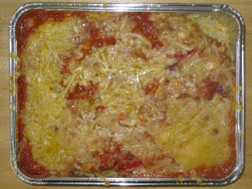 Reisauflauf mit Hackfleisch und Schafskäse gratiniert