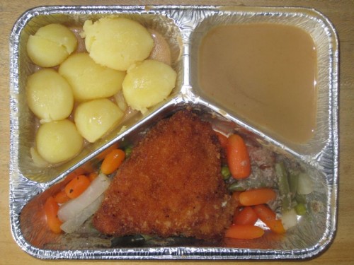 Hähnchenbrustfilet mit Pilzfüllung, auf Buttergemüse, Rahmsoße, Kartoffeln