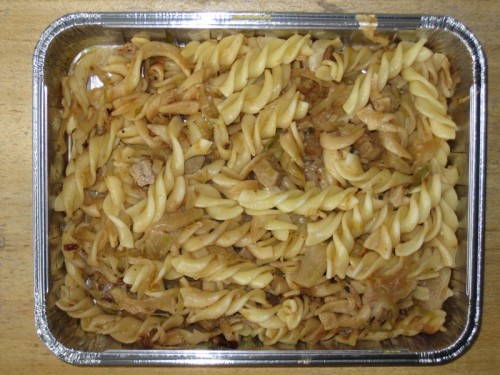 Krautnudeln mit Diätwurst, Joghurt